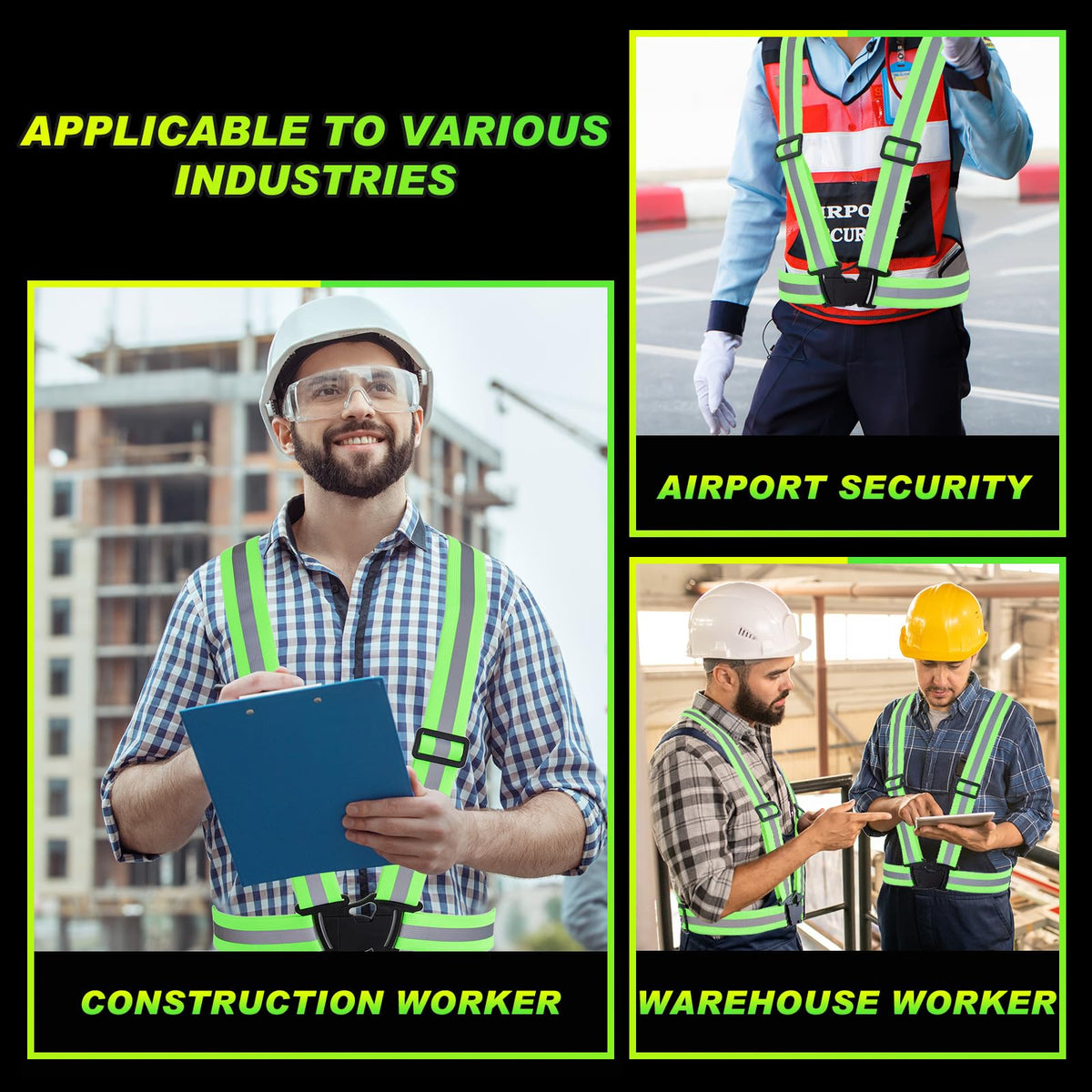 Hercicy 80 Pcs Green Reflective Vest High Visibility Safety Vest Bulk Pack Adjustable Straps for Construction Company Warehouse Traffic Control Job Site Supply (Green)