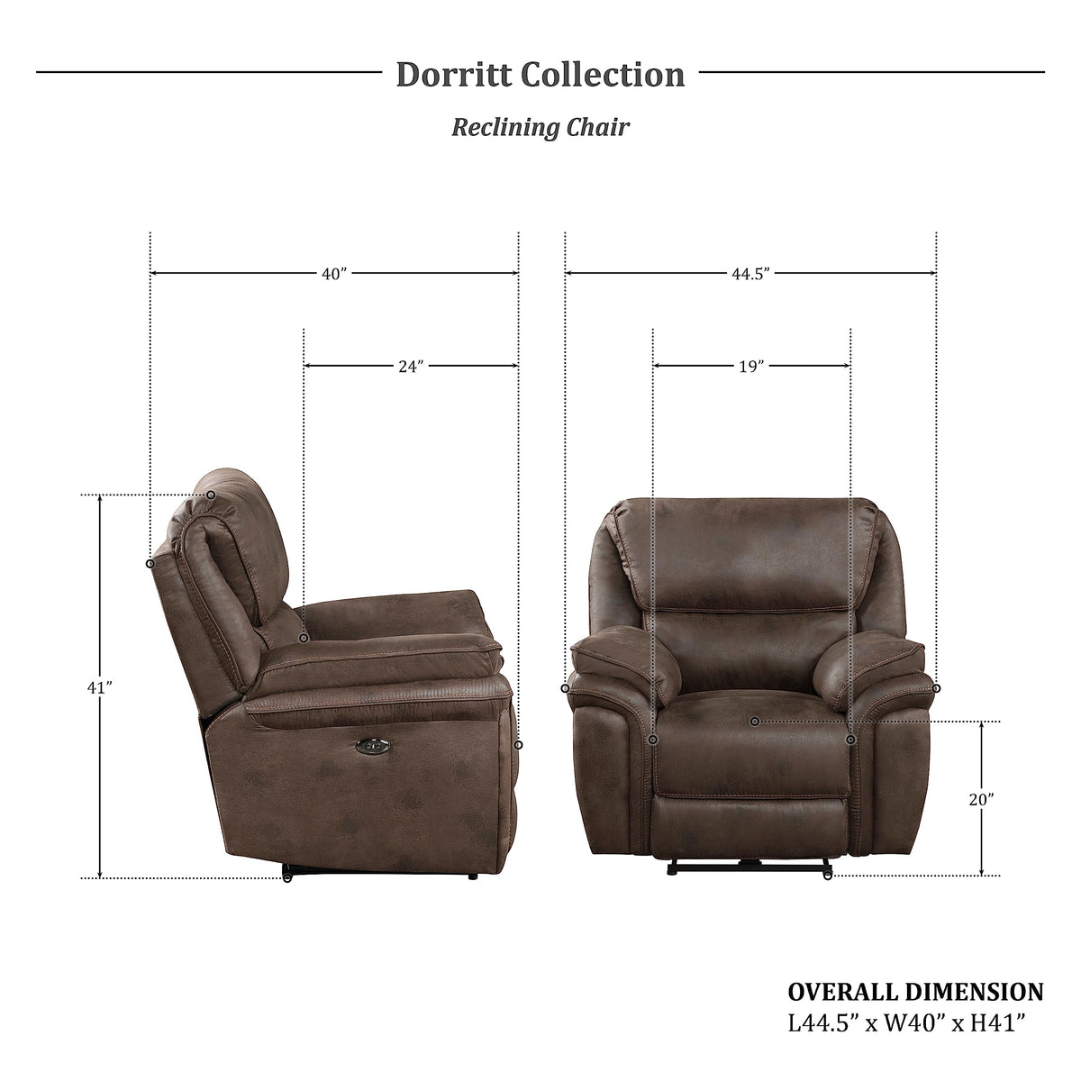 Lexicon Dorritt Power Reclining Living Room Sofa Set, 3-Piece, Brown