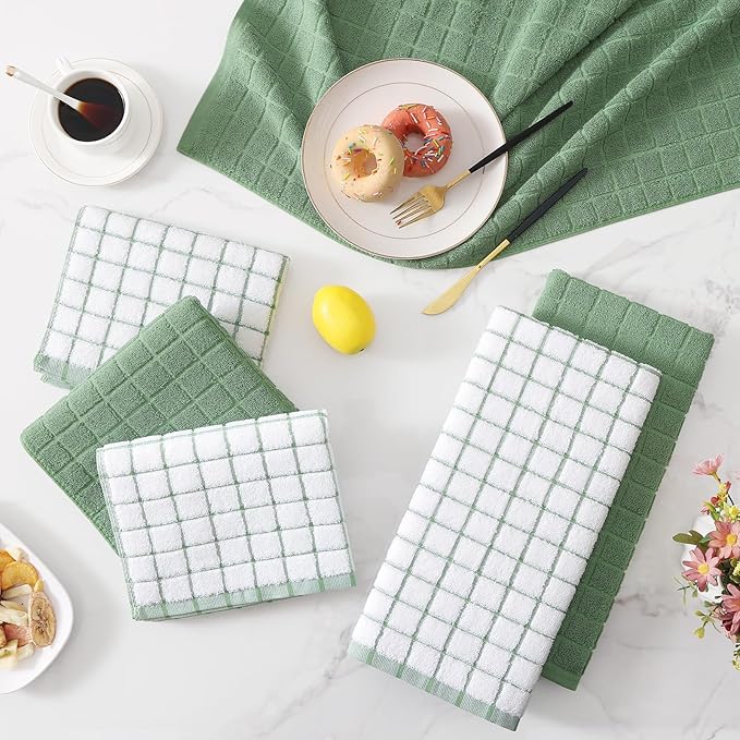 Homaxy Premium Cotton Kitchen Towels 16"x 28", Large Natural Ring Spun 390 GSM