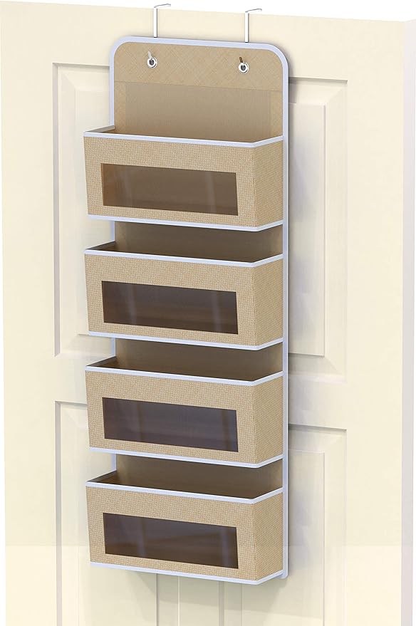 Simple Houseware 4 Clear Window Pocket Over Closet Door Storage Hanging