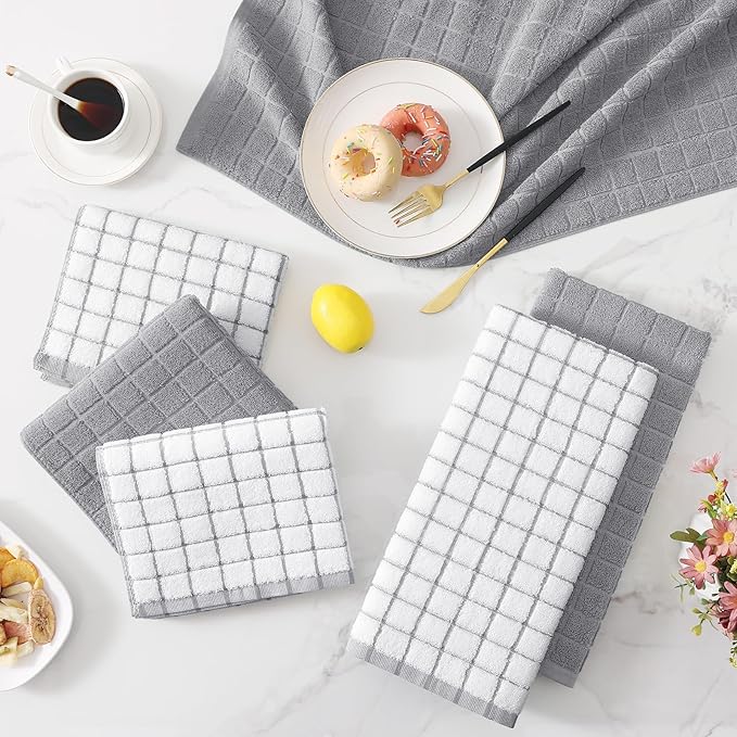 Homaxy Premium Cotton Kitchen Towels 16"x 28", Large Natural Ring Spun 390 GSM