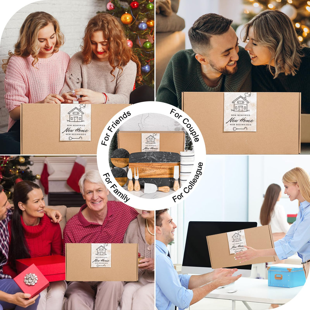 House Warming Gifts New Home,11 Pcs Housewarming Gifts Basket for New House,Unique Housewarming Gift Baskets for Couples, Clients, Women (Black Marble)