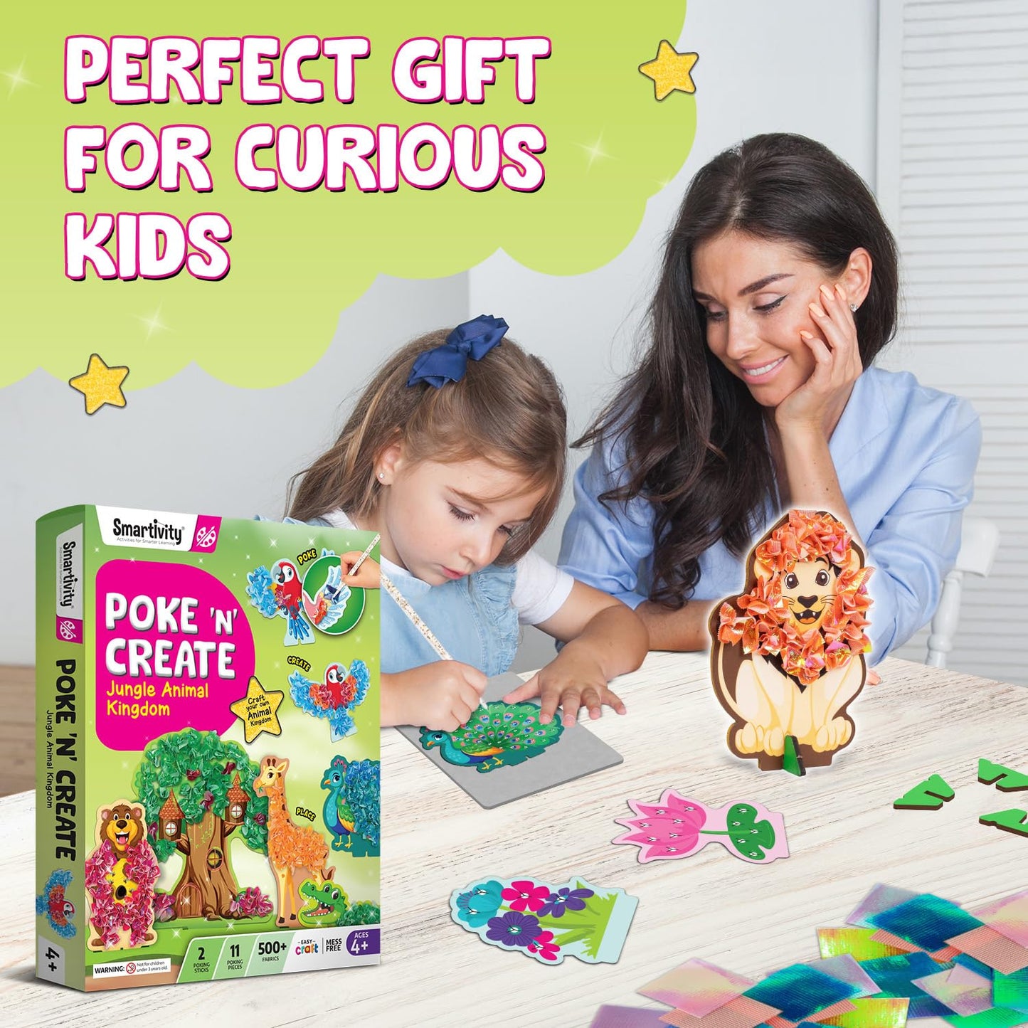 Smartivity Poke ‘n’ Create Art Kit for Kids 4 to 10 Years, Creative Christmas, Birthday Gift for Girls & Boys Age 4, 5, 6, 7, 8, 9, 10 Years Old, DIY Art & Craft Activity Kit