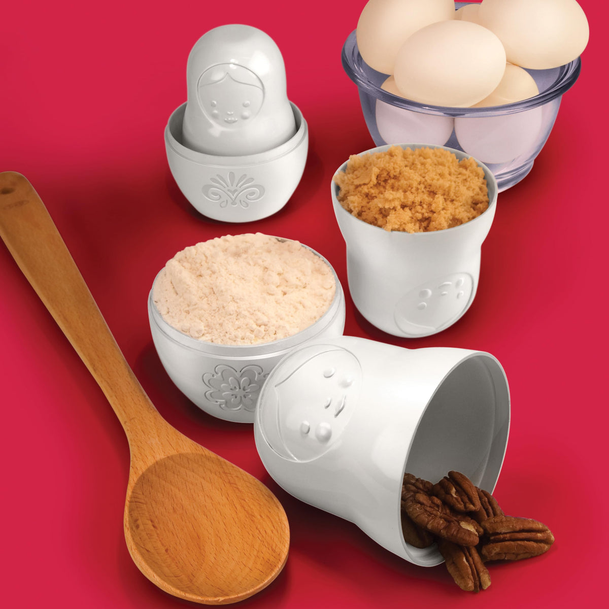 Genuine Fred M-CUPS Matryoshka Measuring Cups, Set of 6, Russian Doll Nesting Measuring Cups, White