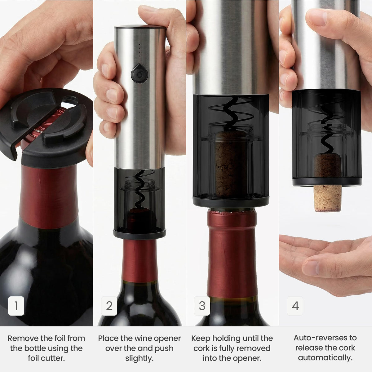 Electric Wine Opener Gift Set — Rechargeable All-in-One Wine Accessories Kit with Automatic Bottle Opener, Foil Cutter, Vacuum Stopper, Aerator & Dispenser — Best Wine Lover Gifts for Women & Men