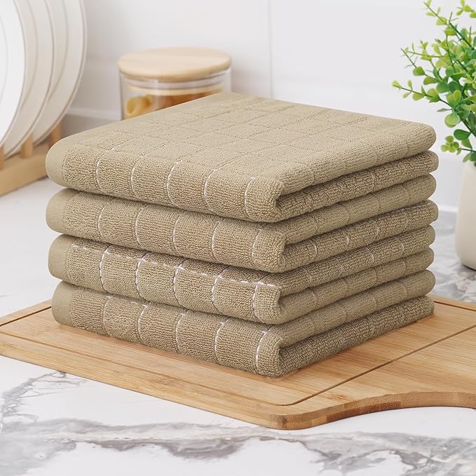 Homaxy 100% Cotton Terry Kitchen Towels, Checkered Designed, Soft and Super