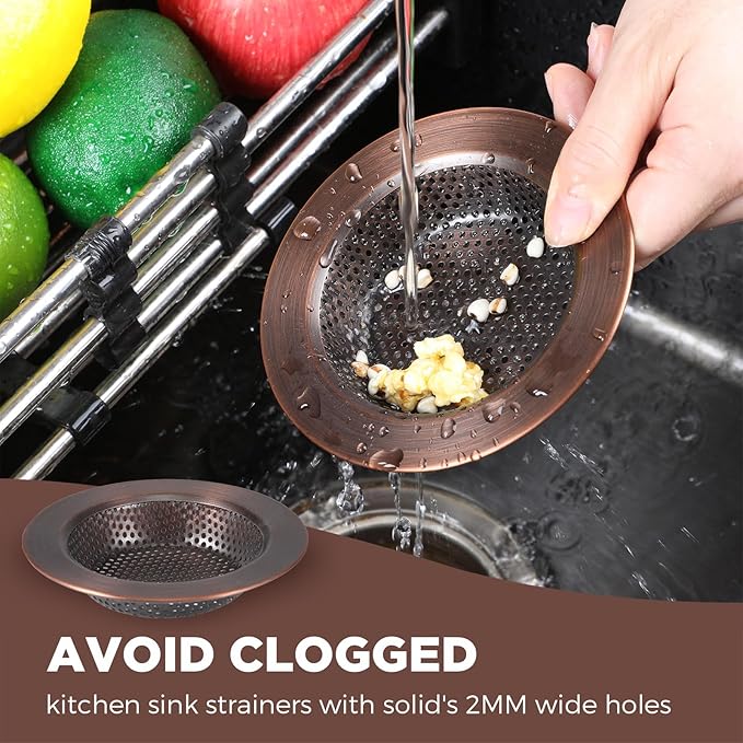 Mudder 3 Pcs Kitchen Sink Drain Strainer and Stopper Stainless Steel Garbage