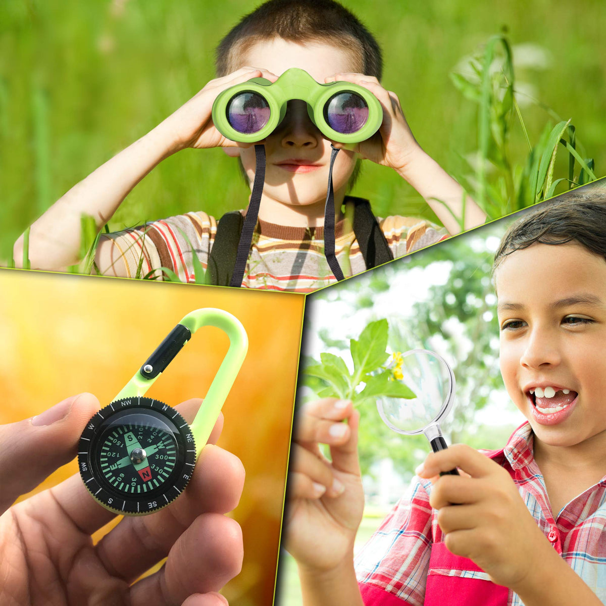 Binoculars for Kids – Perfect Toy for Little Boys and Girls – Extensive Set Incl. Magnifying Glass & Compass – Powerful Magnification 8X21 – 3 to 12 Year Old Kids for Toddler