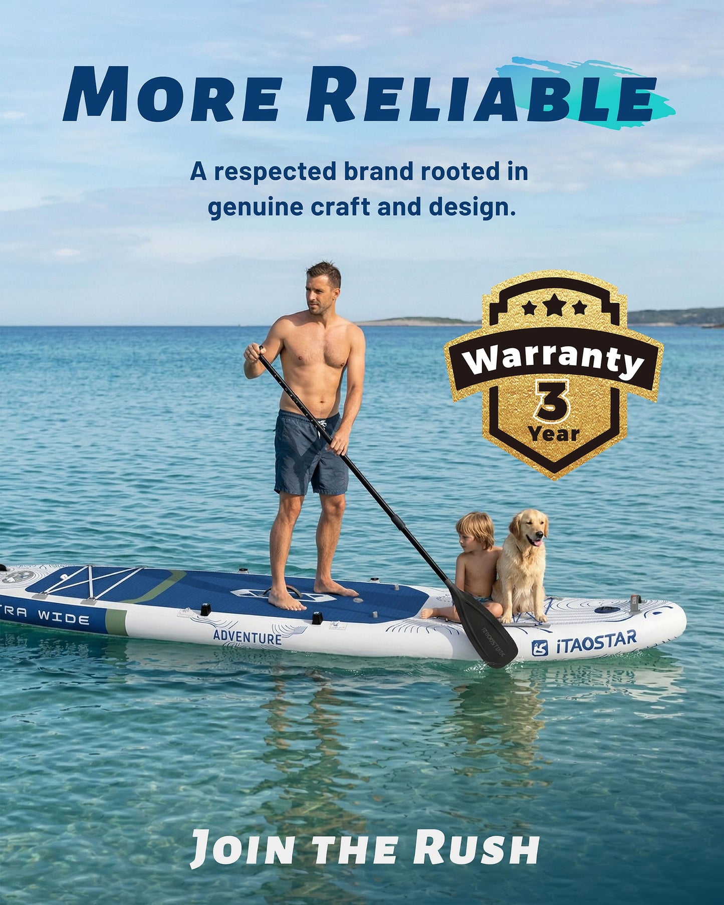 iTAOSTAR TAOSTAR Adventure 12'× 39" Inflatable Stand Up Paddle Board with Seat, Extra Wide SUP Board with 5 Fins Stable Design for Fishing, Youth, All Skill Levels, Lakes, Oceans