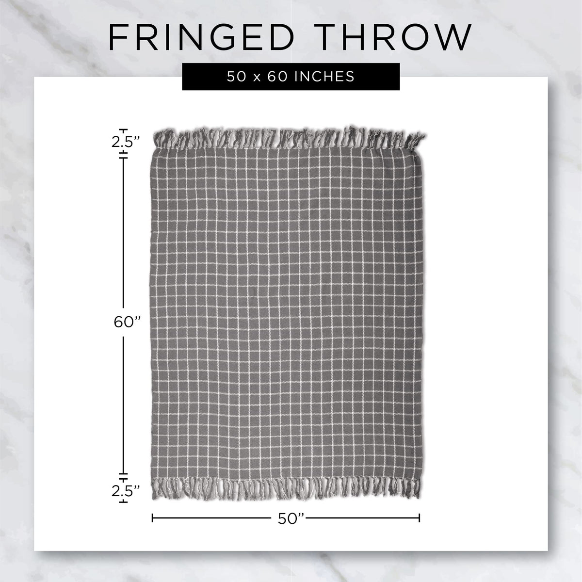 DII Farmhouse Woven Throw, 50x60 with 3" Fringe, Black, 1 Piece