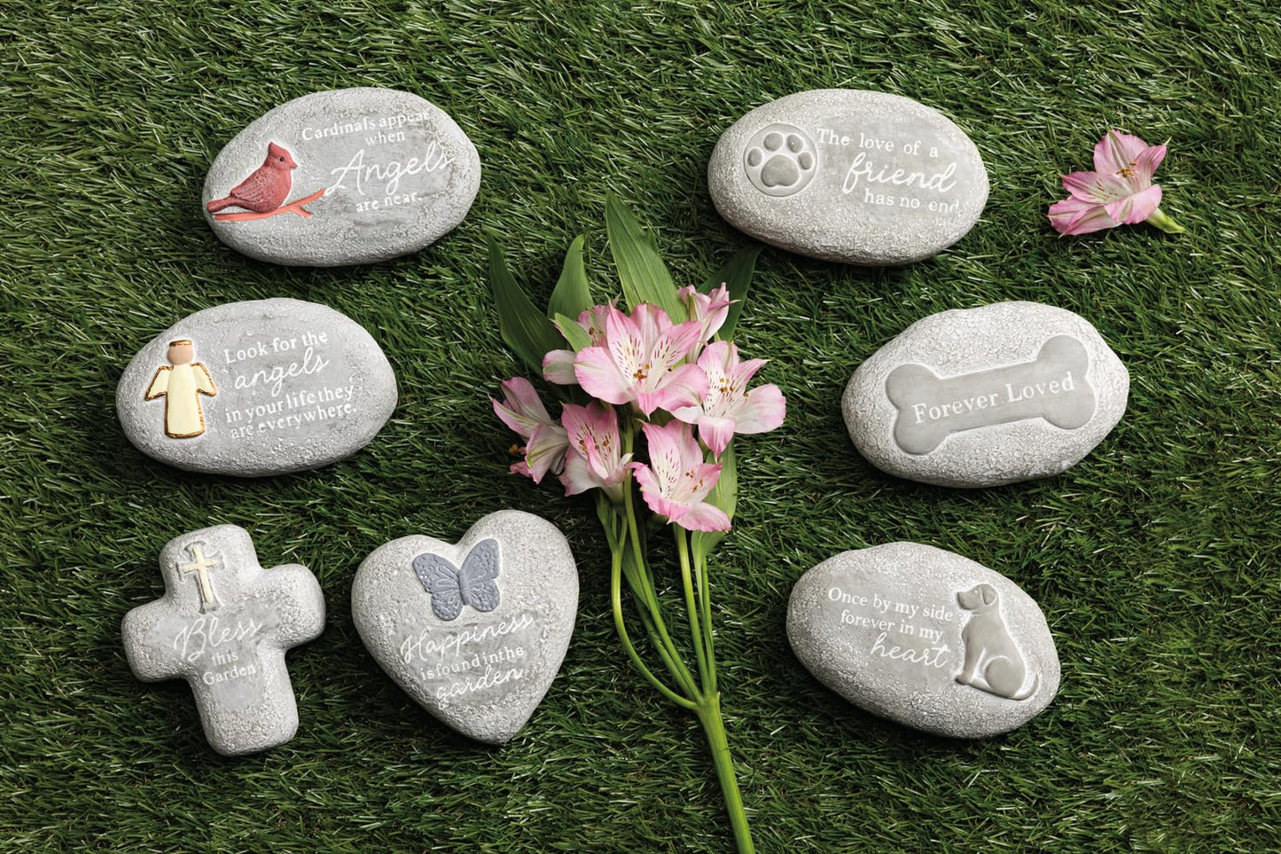 Mud Pie Small Concrete Happiness Garden Rock