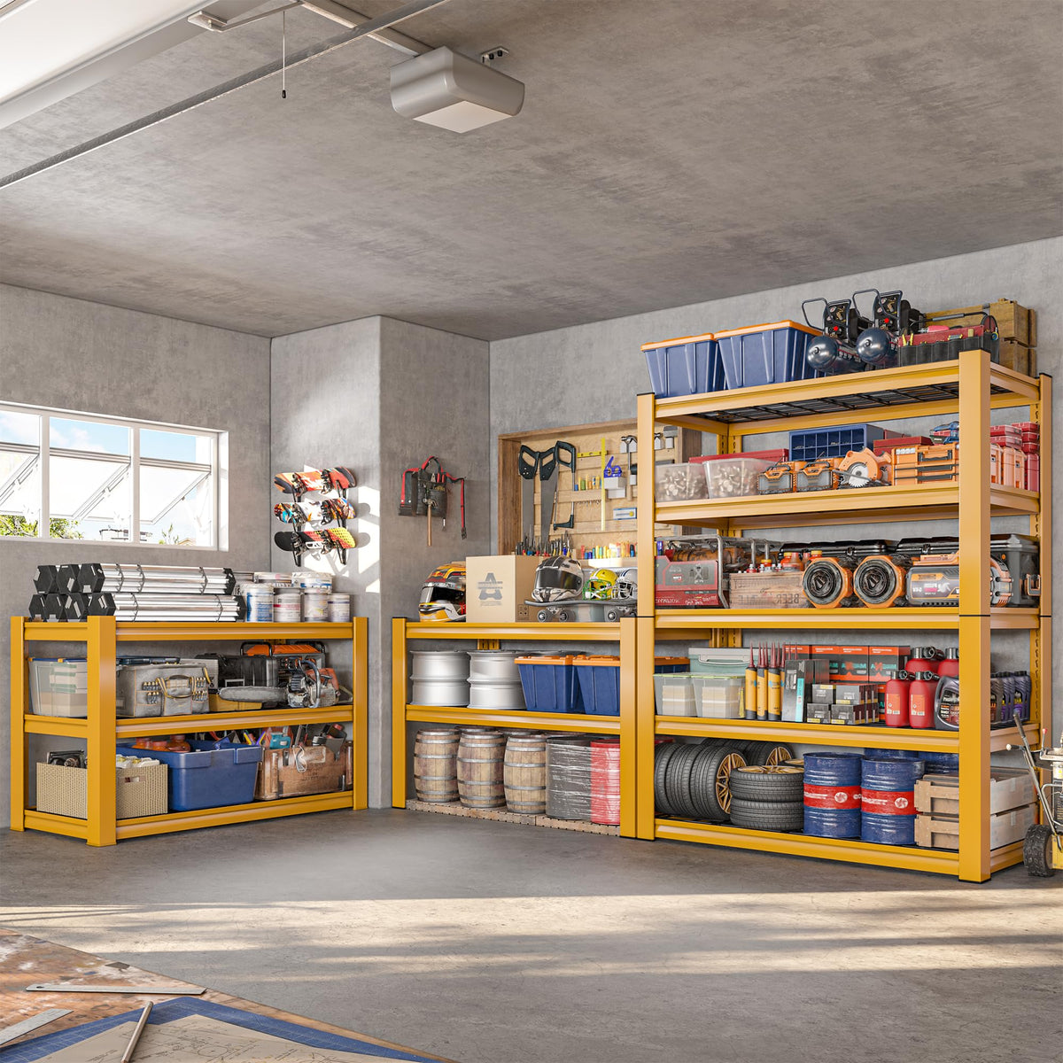 REIBII Orange Garage Shelving, 3010 LBS Heavy Duty Storage Shelves, Adjustable 5 Tier Metal Shelf for Home, Kitchen, Basement, Commercial, Warehouse, Office (72" H x 35.5" W x 16" D)