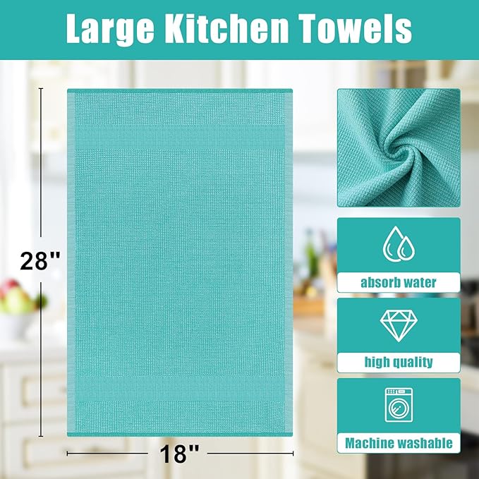 Homaxy Premium Kitchen Towels, Large Cotton Kitchen Hand Towels, Flat and Terry