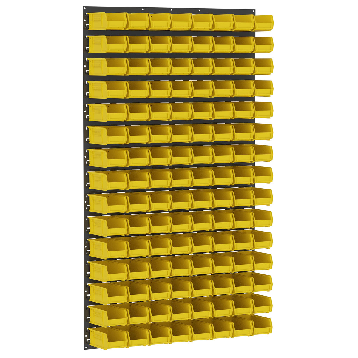 Akro-Mils 36"x61" Steel Wall Mount Louvered Panel with 24-Pack of 7 x4 x3 AkroBins Stackable Plastic Storage Bins (Yellow), Organization Bundle for Garage, Workshop, Classroom
