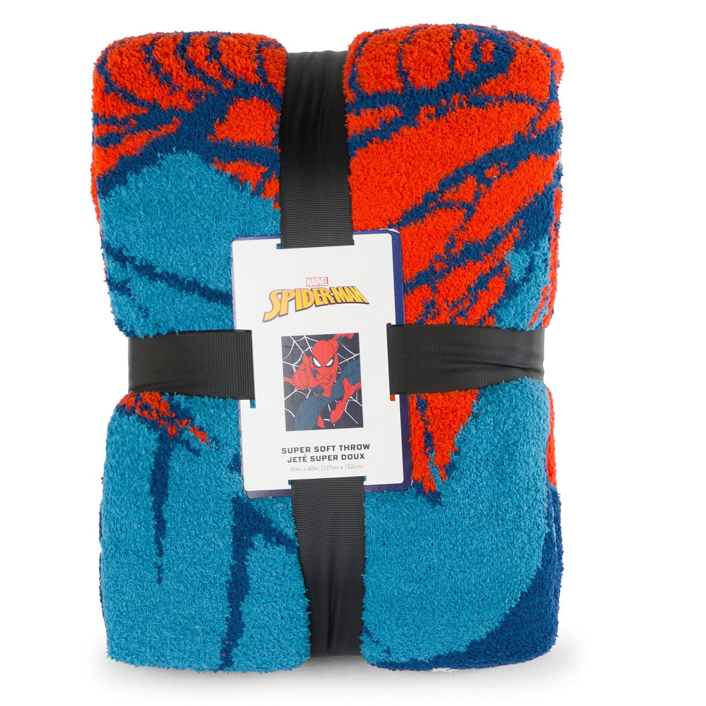 Jay Franco Marvel Spiderman Feather Knit Throw Blanket - 50 x 60 Inch Soft Fluffy Fleece Blanket for Kids & Adults - Lightweight Cozy Machine Washable, Officially Licensed Marvel Throw, Blue