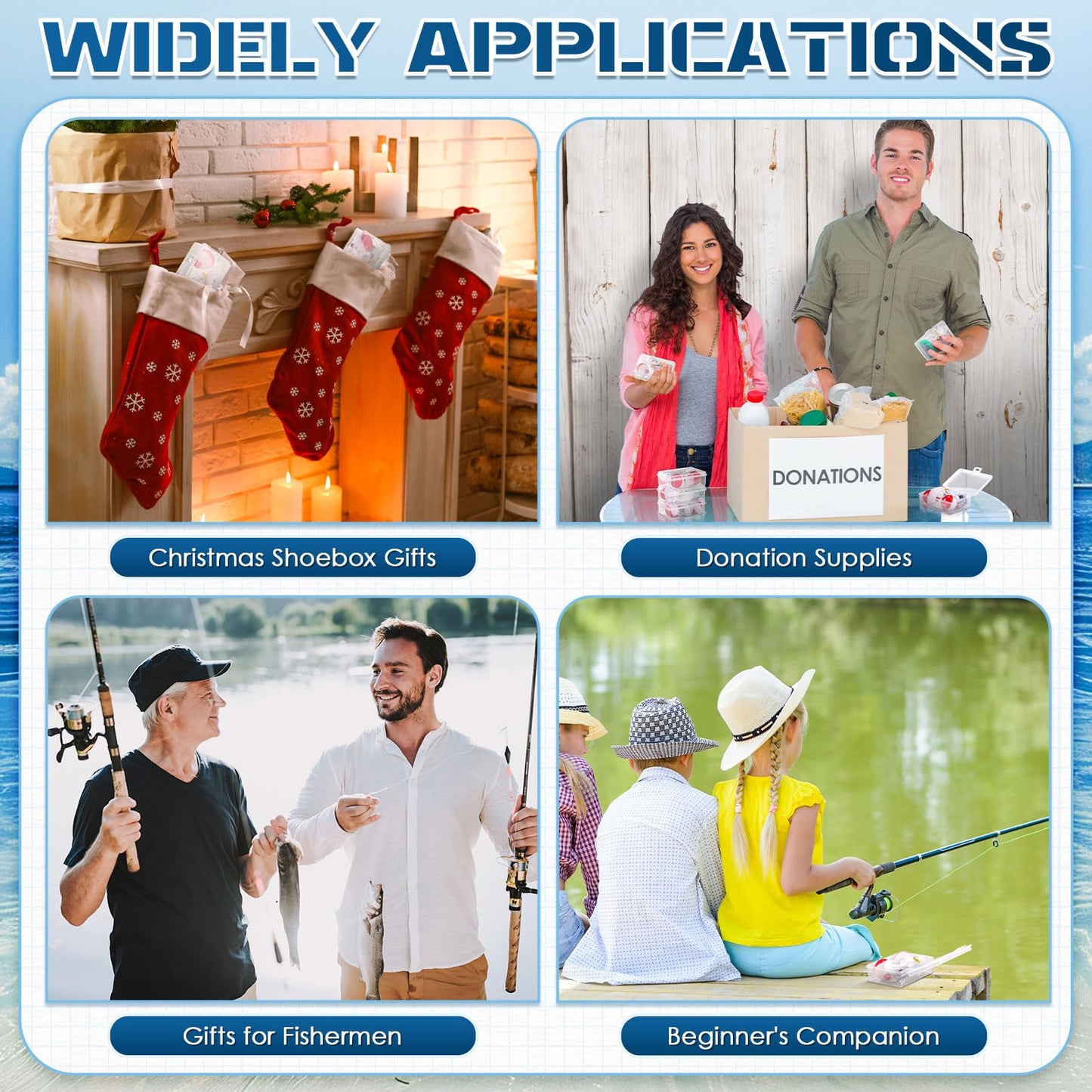 VioraWhite 4 Sets Mini Fishing Kits Bulk Emergency Survival Fishing Kits Fishing Tackle Box with Tackle Included Small Fishing Accessories Kit for Beginner Gifts Summer Outdoor Compact Fishing