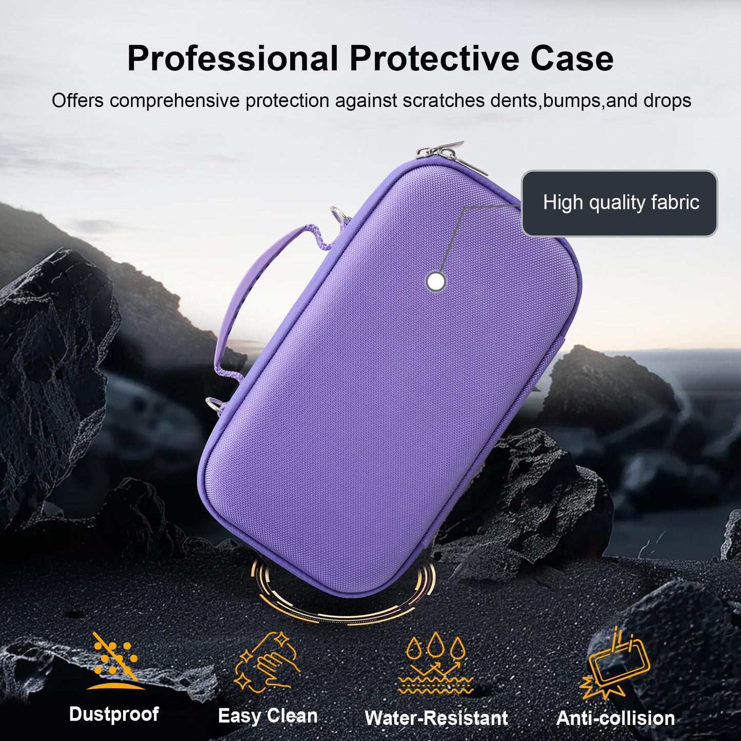 RAIALL Hard Travel Case for Sony ULT Field 3 Wireless Portable Bluetooth Speaker, Sony ULT Field 3 Protective Carrying Storage Bag, Purple+Shoulder Strap