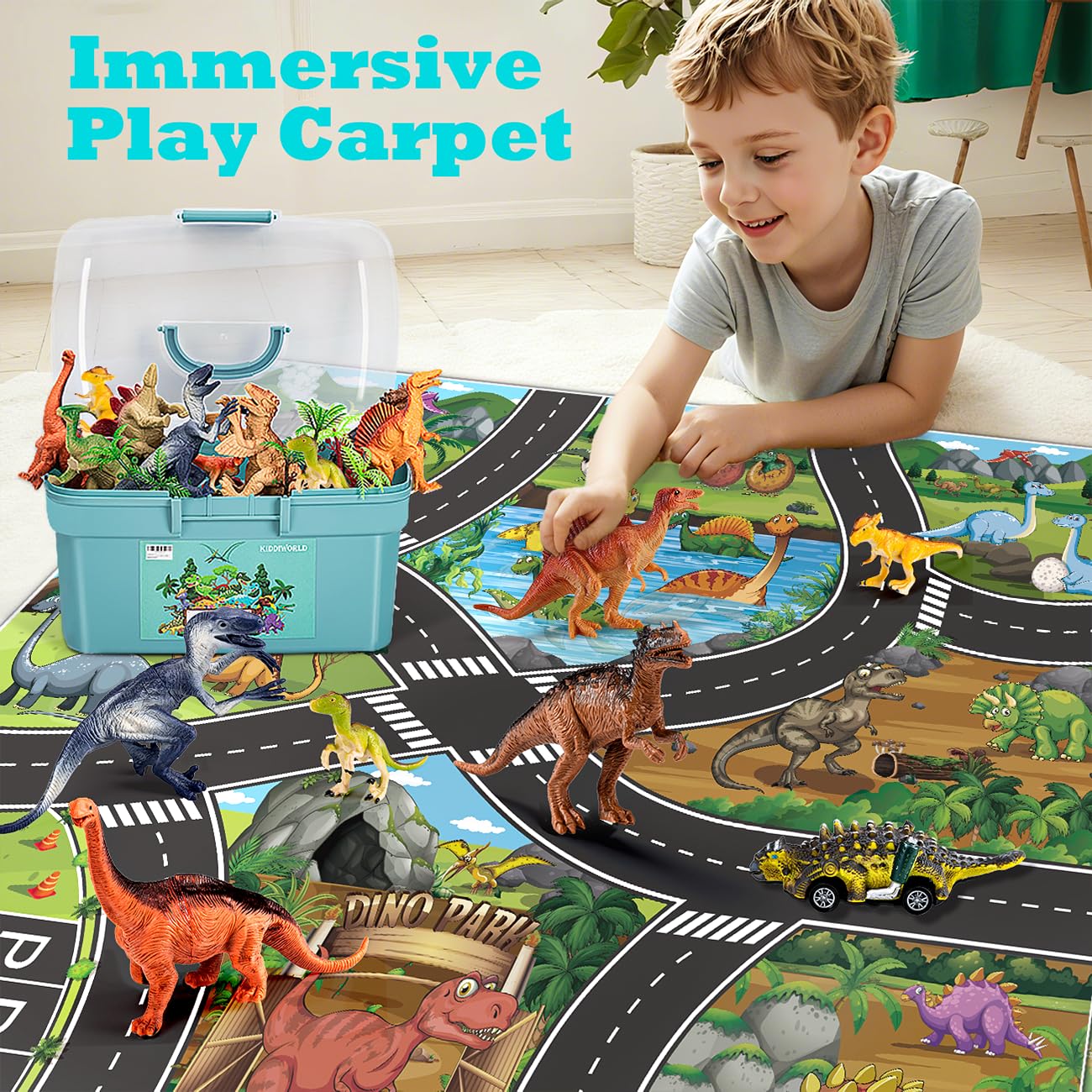 HahaGift Dinosaur Toys for 3 4 5 6 Year Old Boys Gifts, Dino Games for Kids Age 3 4 5 6 7 Year Old Boy Toys, Dinosaur Figures Play Mat Set for Boys Toy Age 3-5 Gifts for 3-6 Year Old Girls