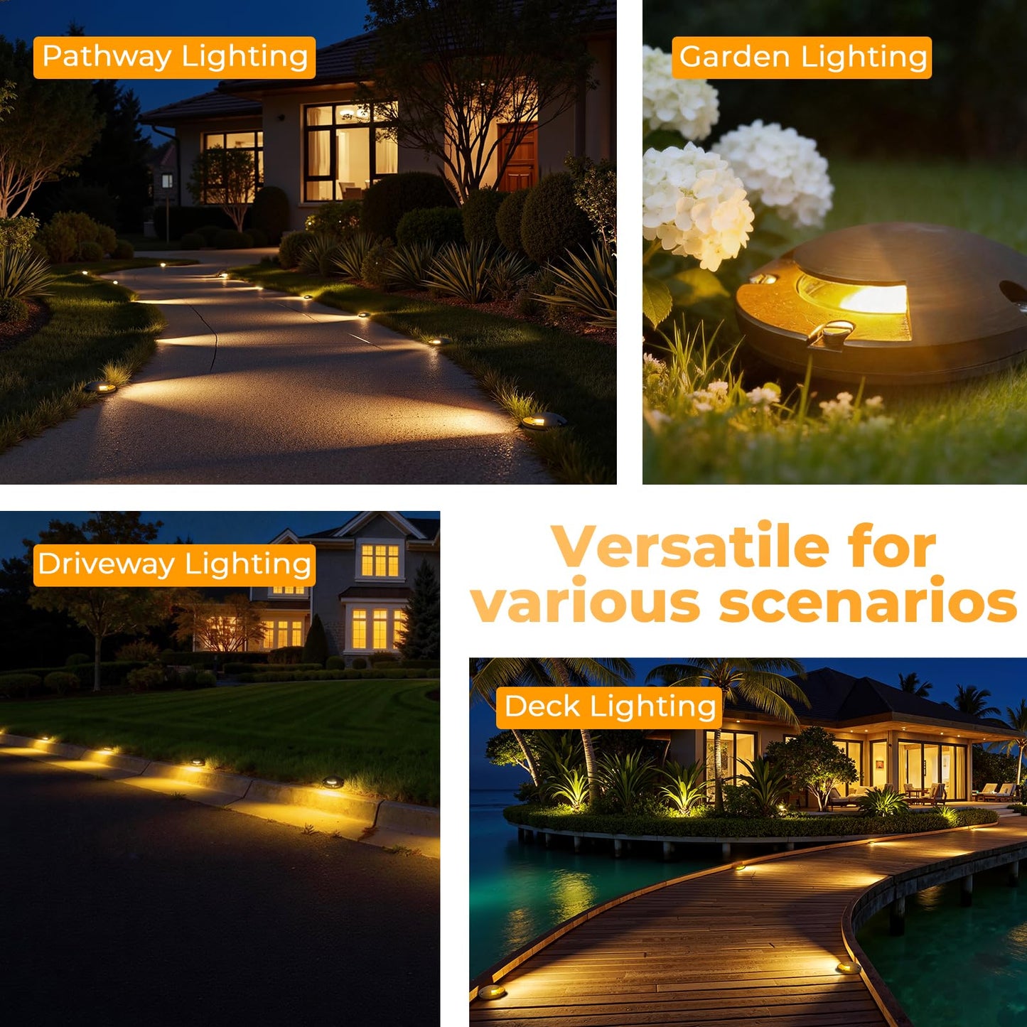 Gardencoin Brass Well Lights Outdoor 12V LED Low Voltage Landscape In Ground Light Waterproof Up Lighting Fixture, Bronze Accent Lighting Fixture Without MR16 Bulb, 4 Pack