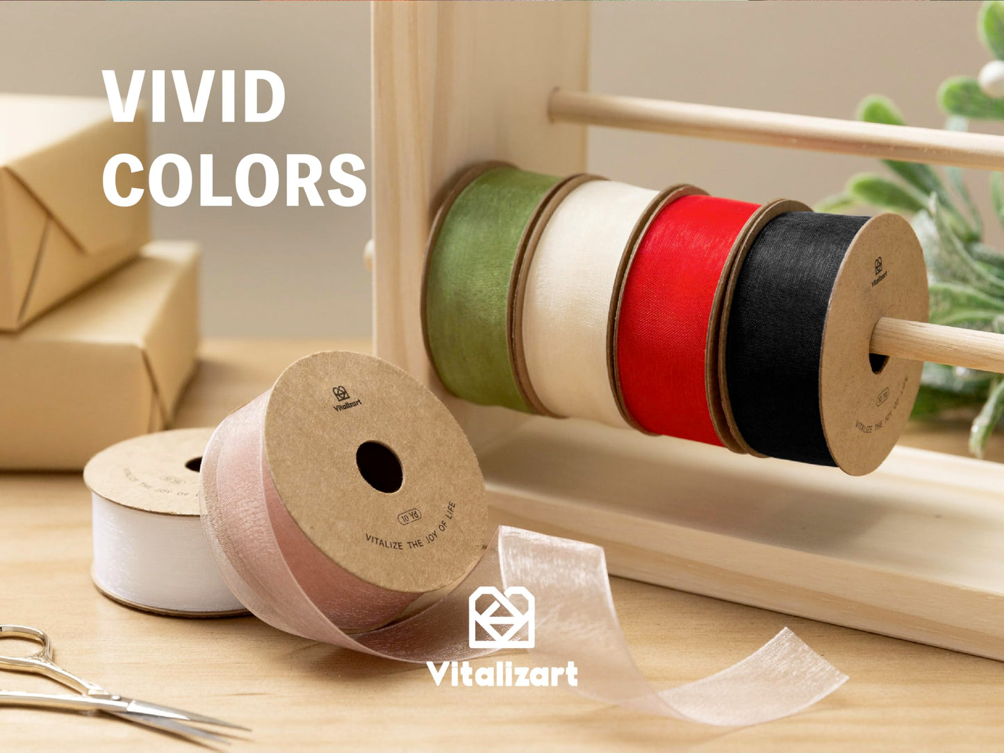 Vitalizart Black Ribbon Organza Sheer Ribbon 1 inch x 30Yd Handmade Fabric Ribbons for Gift Wrapping Christmas Tree Crafts Bows Wedding Invitations Wreaths Wrap