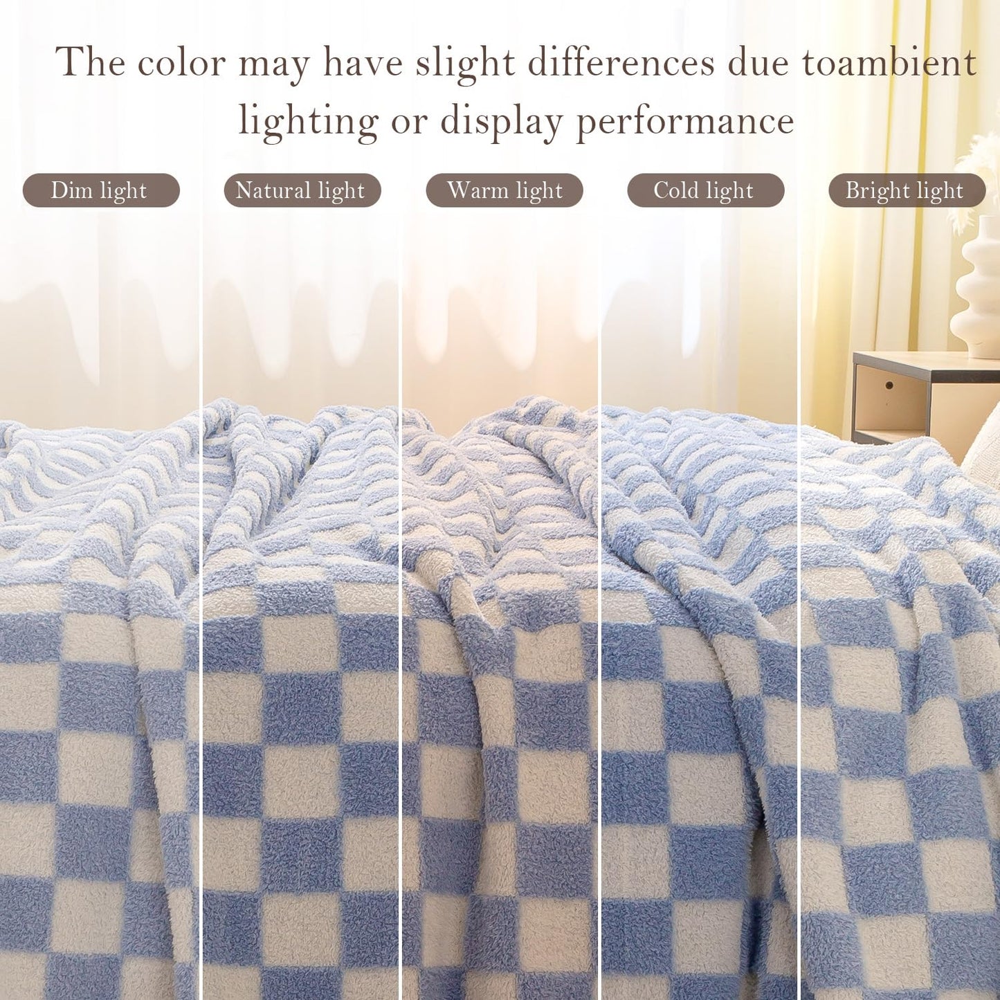 TrellisJoy 3D Print Cozy Fleece Blanket Soft Durable Throw for Sofa Bed Couch All Season Use,Checkerboard-Sky Blue 60" x 80"