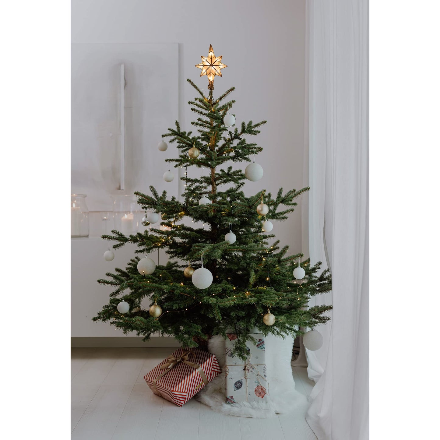 Kurt Adler 10-Light Capiz Star of Bethlehem Clear Treetop
