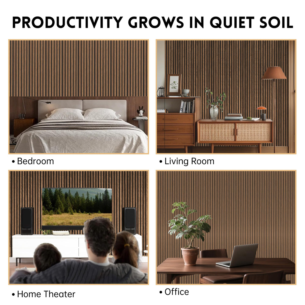 Ritollo Wood Panels for Wall 94.5"×11" Acoustic Panels for Interior Wall Decor, 3D Wood Slat Fluted Sound Absorbing Panel - Walnut 2 Pack