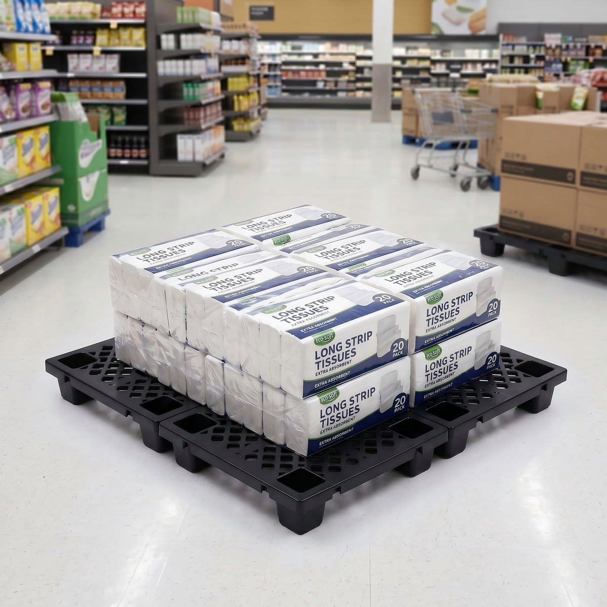 10 Pcs Plastic Pallets Lightweight Nestable Waterproof Floor Pallet Interlocking Storage Pad with Breathable Grids for Indoor Outdoor Warehouse Restaurant Supermarket (23.6 x 15.8 x 3.9 Inch, Black)