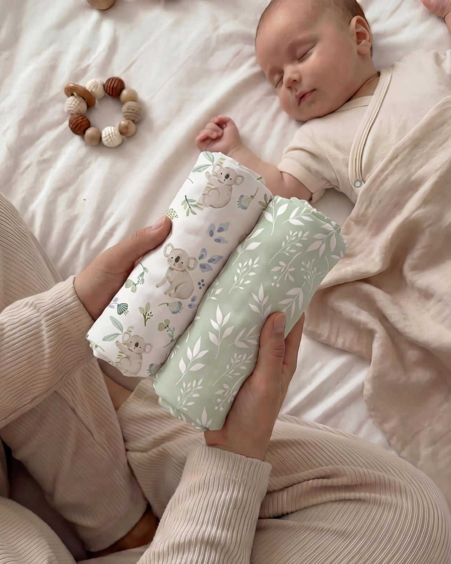 Nyessmee Baby Crib Sheets for Boys and Girls, Fitted Crib Sheets 52" x 28", Soft Breathable Microfiber Sheets for Standard Crib and Toddler Mattress, 2-Pack Green Koala