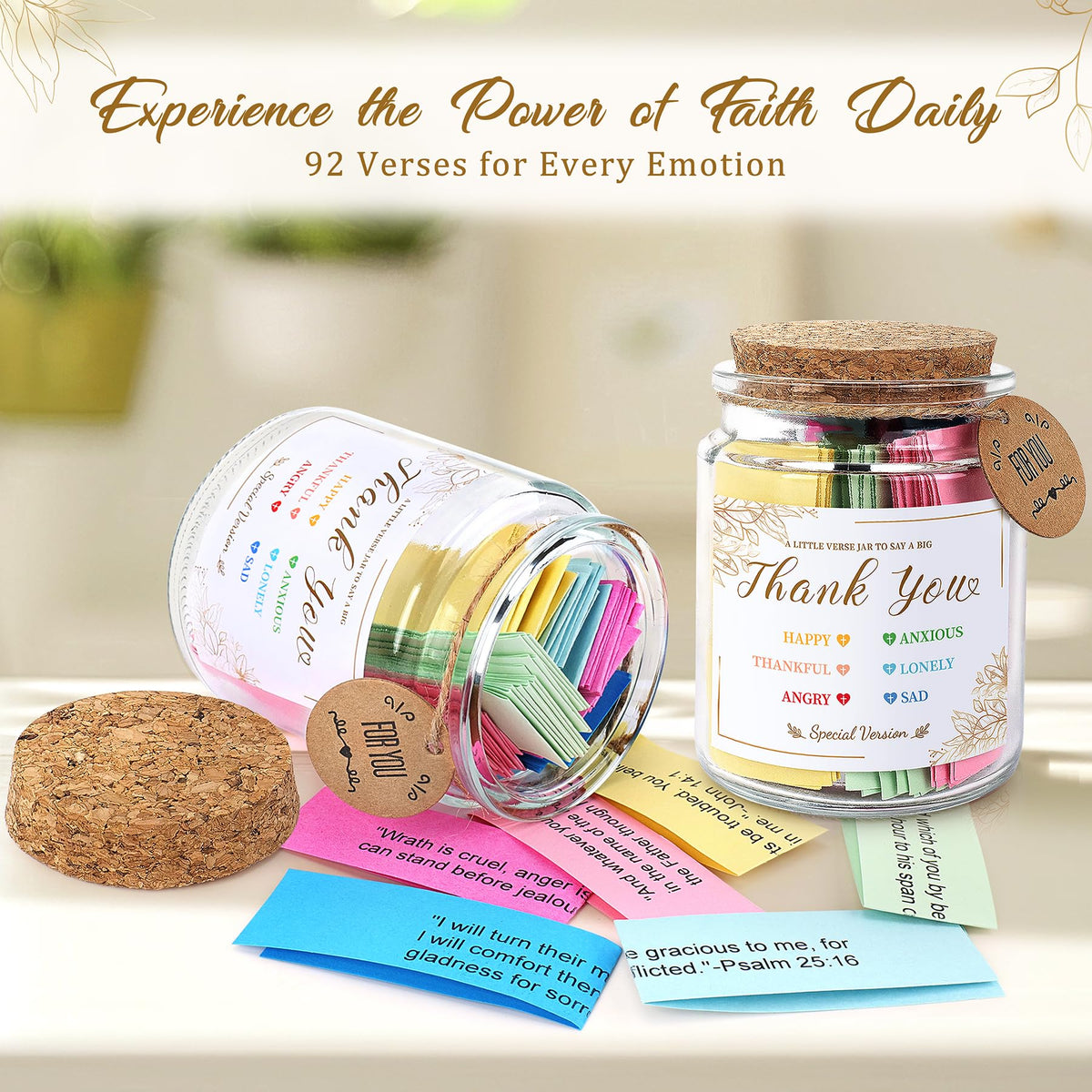 Thank You Gifts Bible Verse Jar – 92 Scripture Cards in Read Me When Bible Verses Jar, Christian Gratitude Gifts for Women Men, Inspirational Teacher Appreciation Gifts Mom Dad Friend Coworker Boss