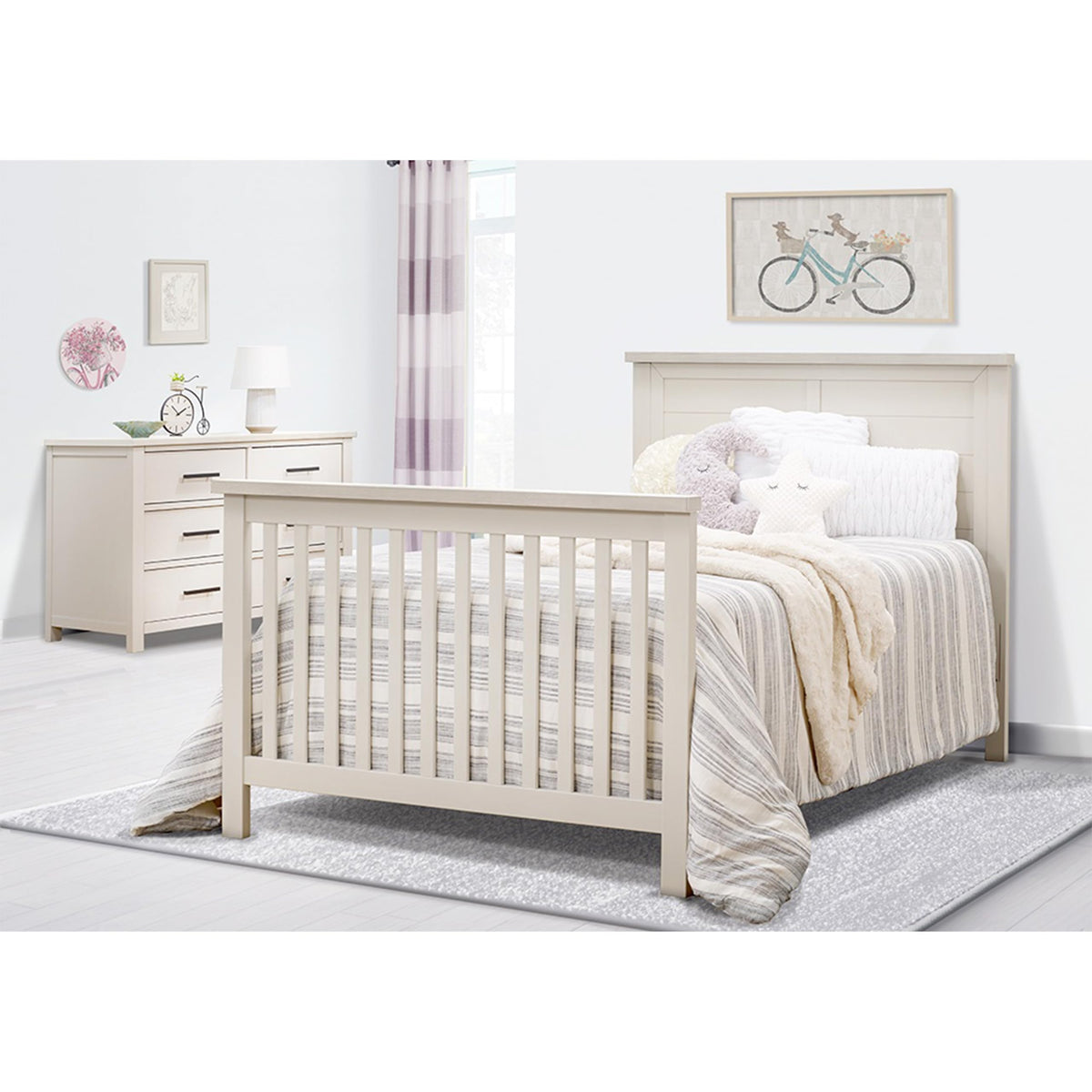 Sorelle Westley Double Dresser - 6 Drawer Solid Wood Nursery Dresser with Smooth Drawer Glides and Anti-Tip Kit, Convertible Changing Surface Ready, Brushed Ivory