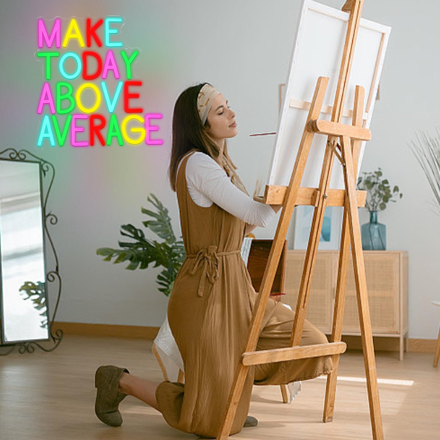AEHEMNGZ Make Today Above Average Neon Sign USB Positive Aspiring Neon Light for Wall Decor Led Motivational Neon Sign for Classroom Office Library Home Wall Decor(12.5 * 12.2 In)