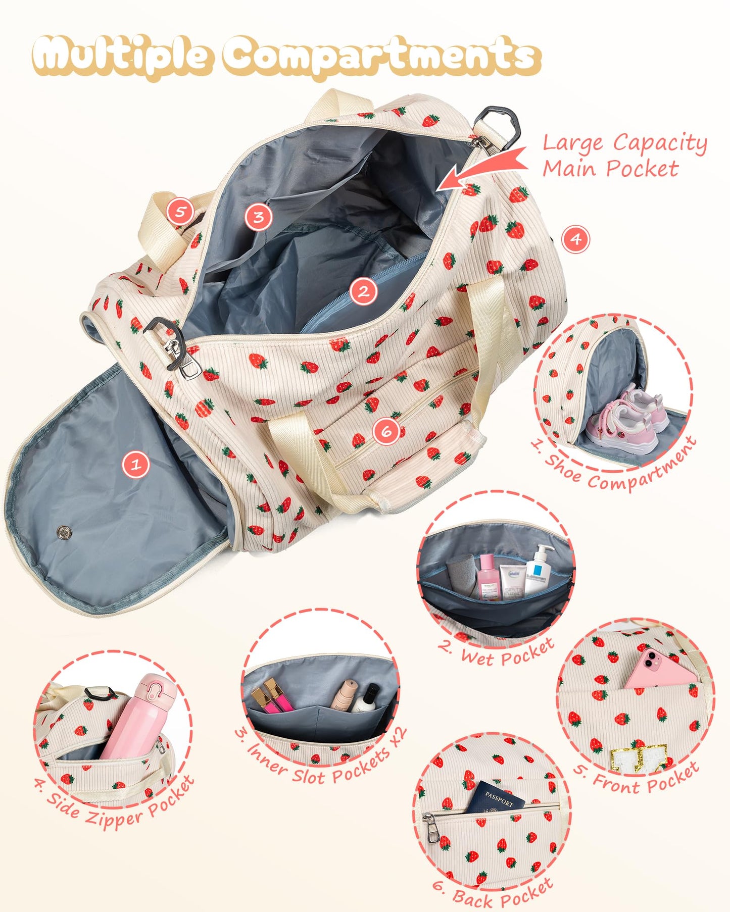 Vogewood Holiday Gift Set, Girls Gym Bag, Kids Personalized Weekend Duffel Bags with Shoe Compartment, Initial Travel Tote with Makeup Bag, 4 5 6 7 8 9 10 Year Old Girl Birthday Gift (Letter S)