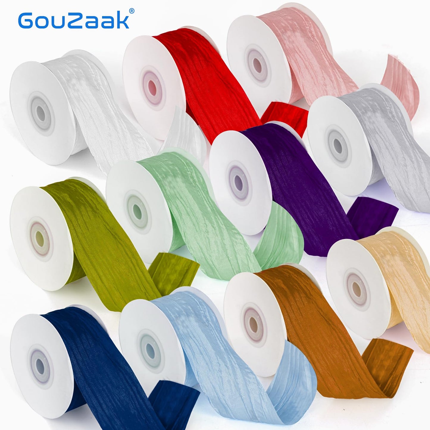 GouZaak 1.5 Inch x 25 Yards Purple Fabric Crinkled Ribbon,Silk-Like Wrinkled Ribbons,for Gift Wrapping Basket Wreaths Bows Making Home Event Decor DIY Crafts Christmas Tree Top Bows