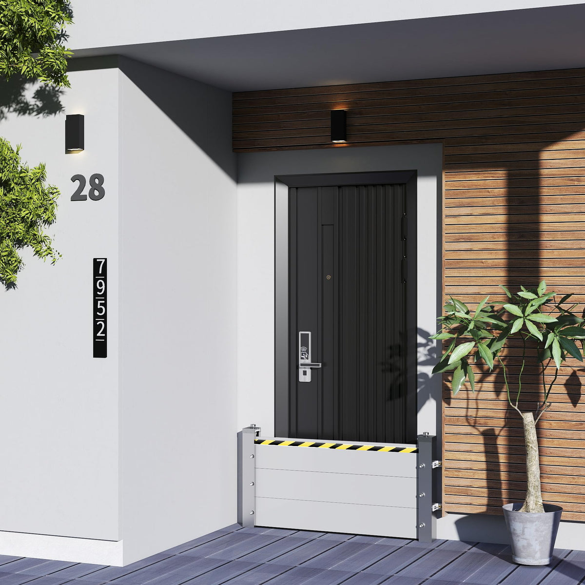 Aluminum Flood Protection Barrier for 32" 36'' 42'' 72'' Doors, Quick Detachable Reusable Flood Control Baffle - Front Door/Basement Entrance/Backyard Flooding Water Barriers (for 30" - 32" Door)