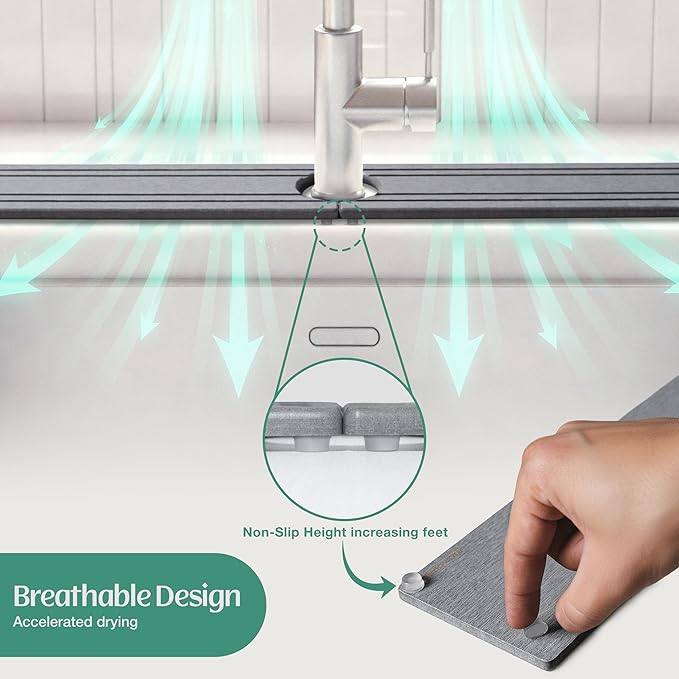 Stone Faucet Mat for Kitchen Sink Splash Guard 23.6" x 3.9"