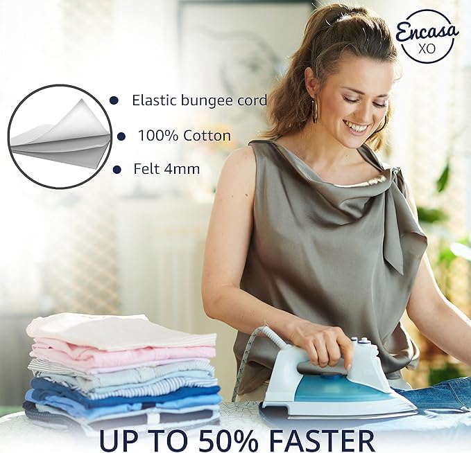 Encasa XO Ironing Board Cover and Pad 54"x18" - 4mm Felt X-Large Iron Board