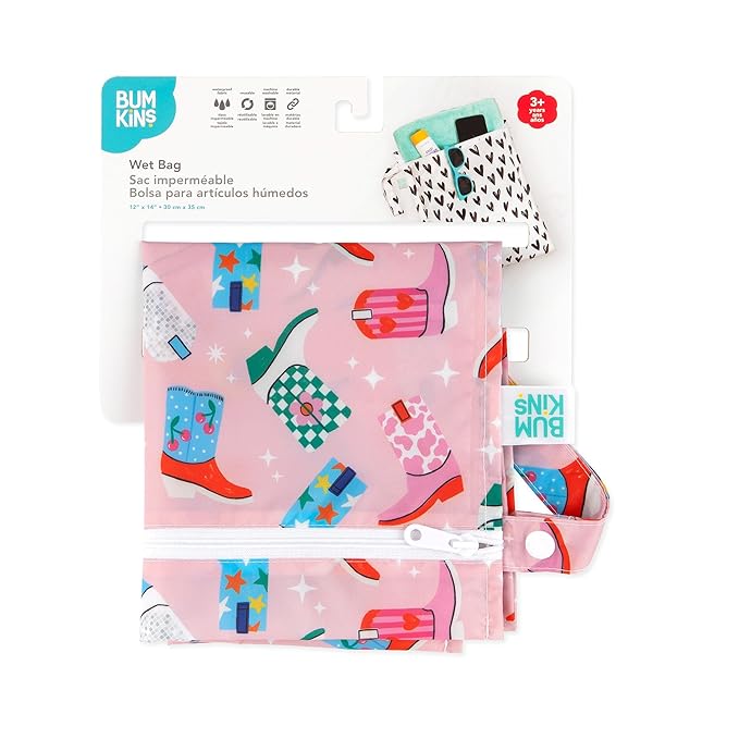 Bumkins Waterproof Wet Bag for Baby, Swim Suit, Cloth Diapers, Pump Parts