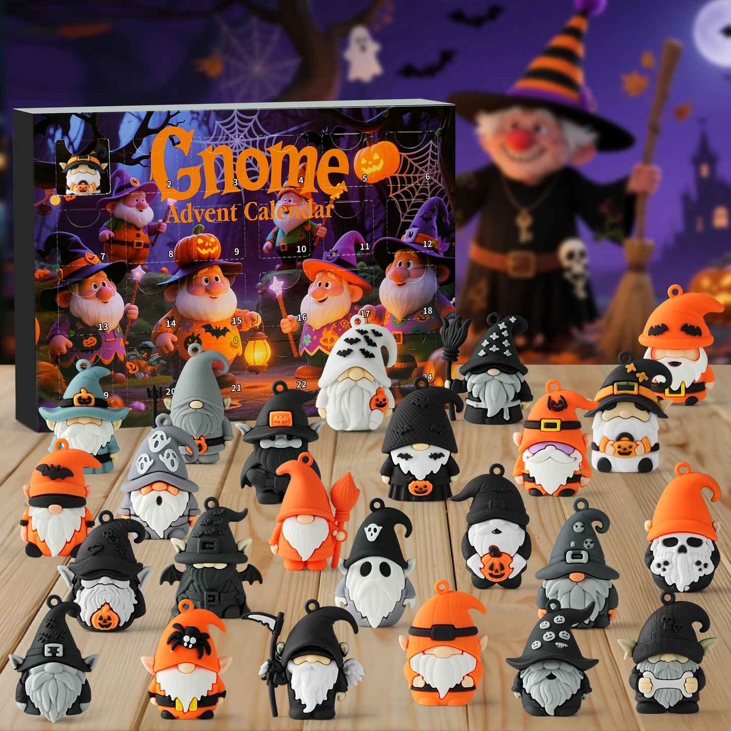 Gnome Advent Calendar 2025,Halloween Countdown Advent Calendar,Advent Calendar,with 24 Gnome Collectible Figures,Halloween Advent Calendars Gift kids Teen Adults