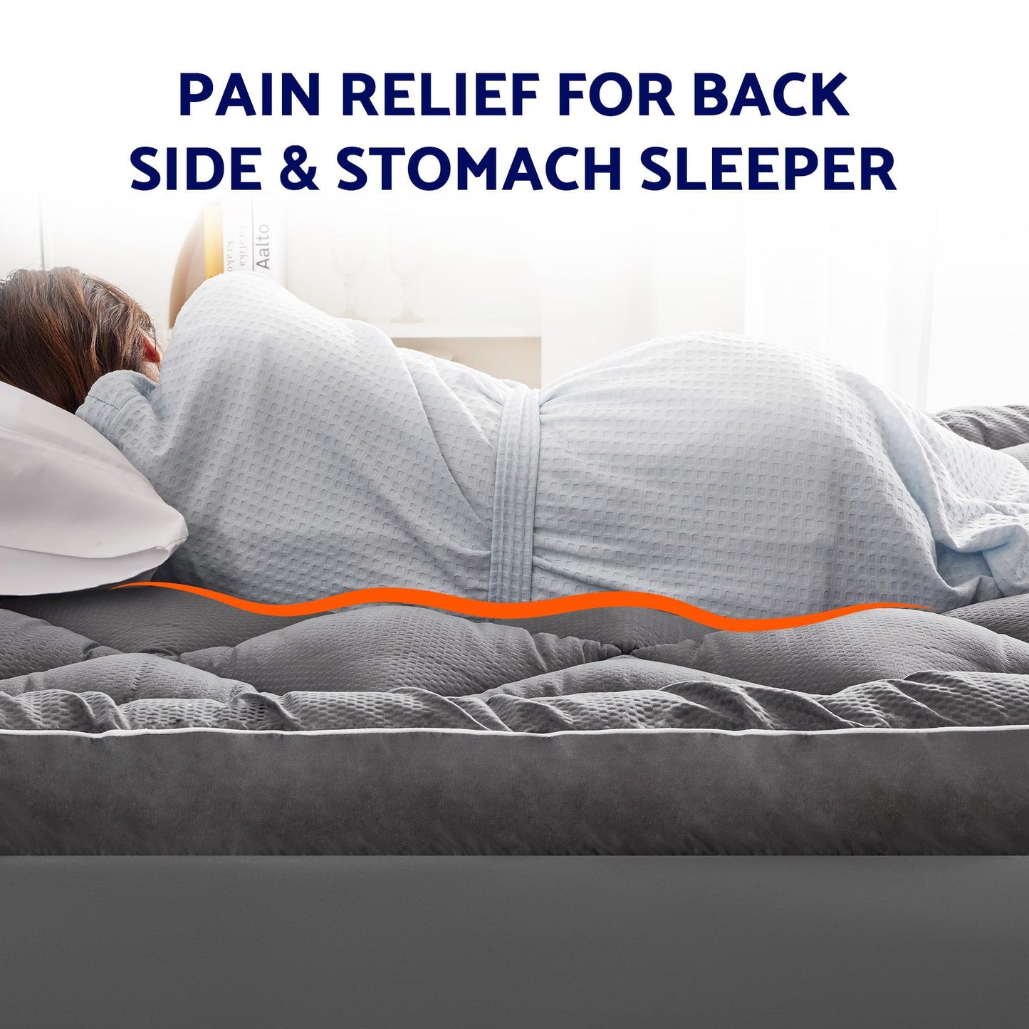 SLEEP ZONE Extra Thick Full Mattress Topper for Back Pain, Plush Breathable Thick Mattress Pad Cover, Down Alternative Soft Bed Topper with Elastic Fitted Deep Pocket