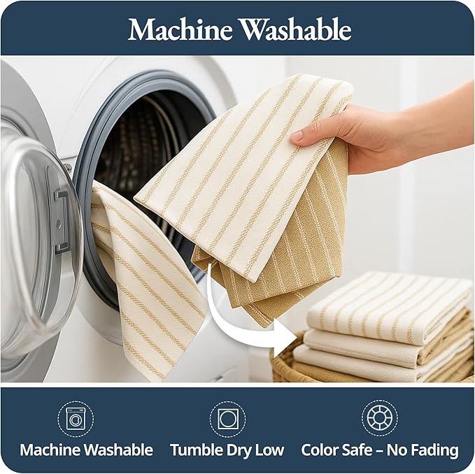 LANE LINEN Kitchen Towels Set of 4-18”x28” Absorbent Cotton Dish Towels