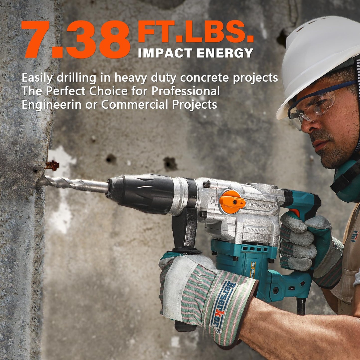 Berserker 1-9/16" SDS-Max Heavy Duty Rotary Hammer Drill with 2 Inch x 9 Inch SDS Max Core Bit