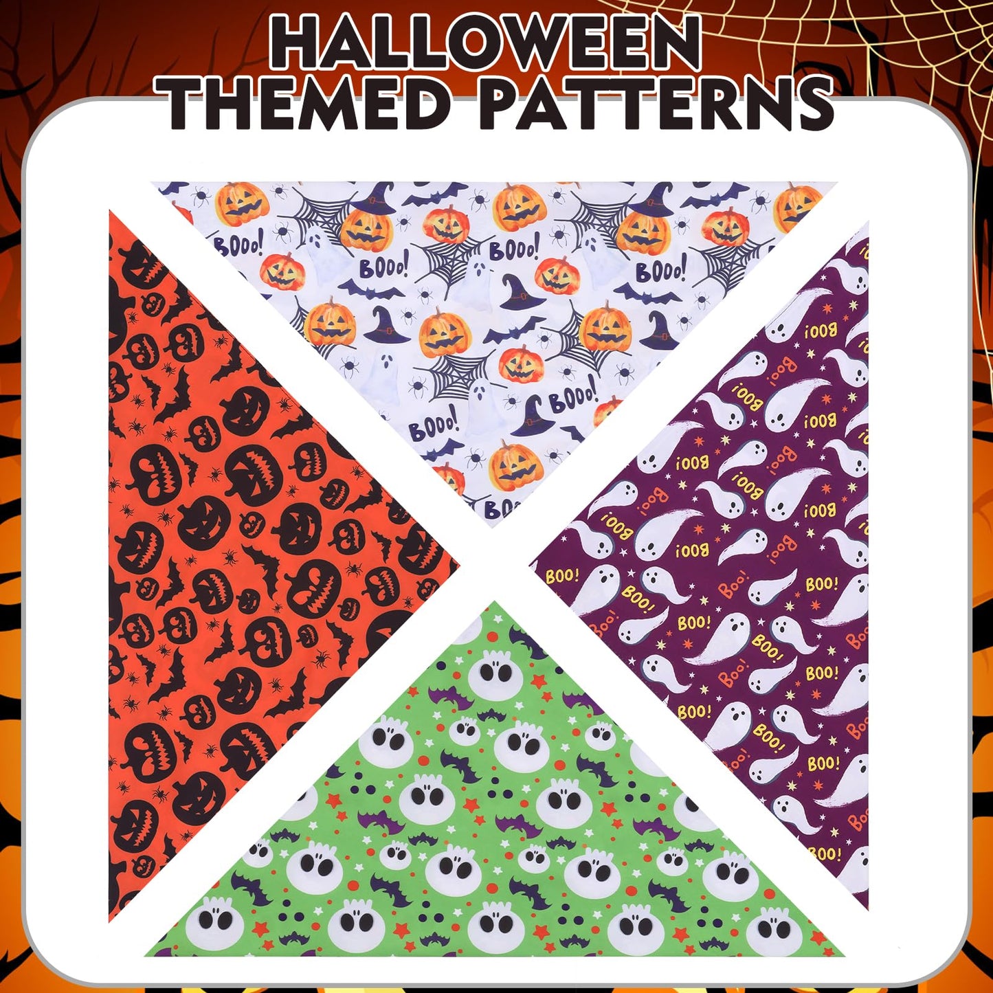 EXPAWLORER Halloween Dog Bandanas - 4 Pack Reversible Holiday Dog Bandanas Costume Boy and Girl, Soft Triangle Scarfs Bibs, Festival Pet Bandanas Outfit Gift for Puppies Small Medium Large Dogs, XL