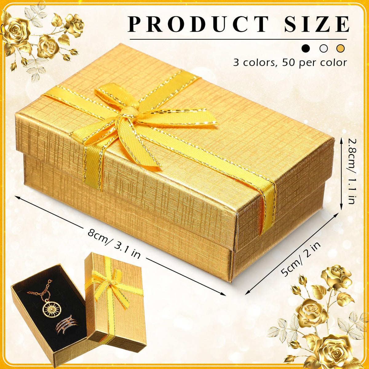 Bucherry 72 Pcs Jewelry Boxes Small Gift Boxes Bulk Cardboard Jewelry Gift Box with Bow for Ring Necklaces Earring Bracelet