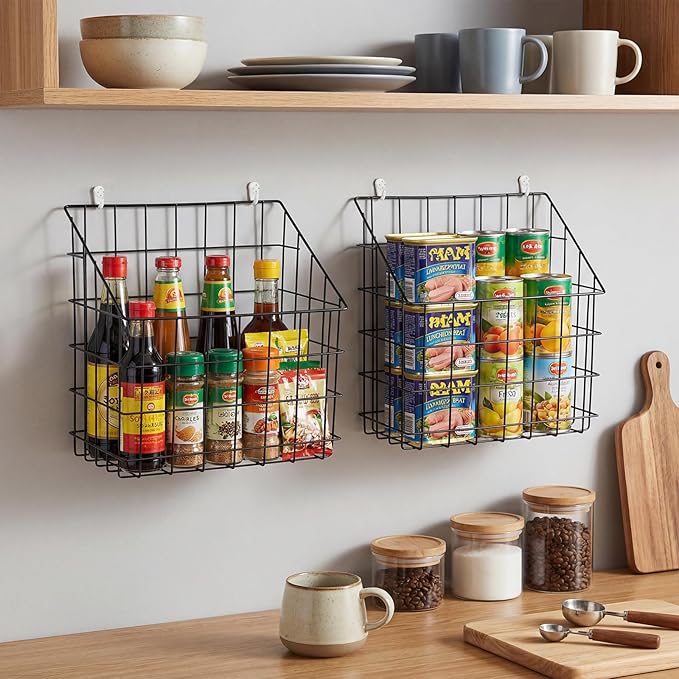 2 Pack Bath Tub Toy Storage Organizer Basket, Rustproof Black Iron Holder