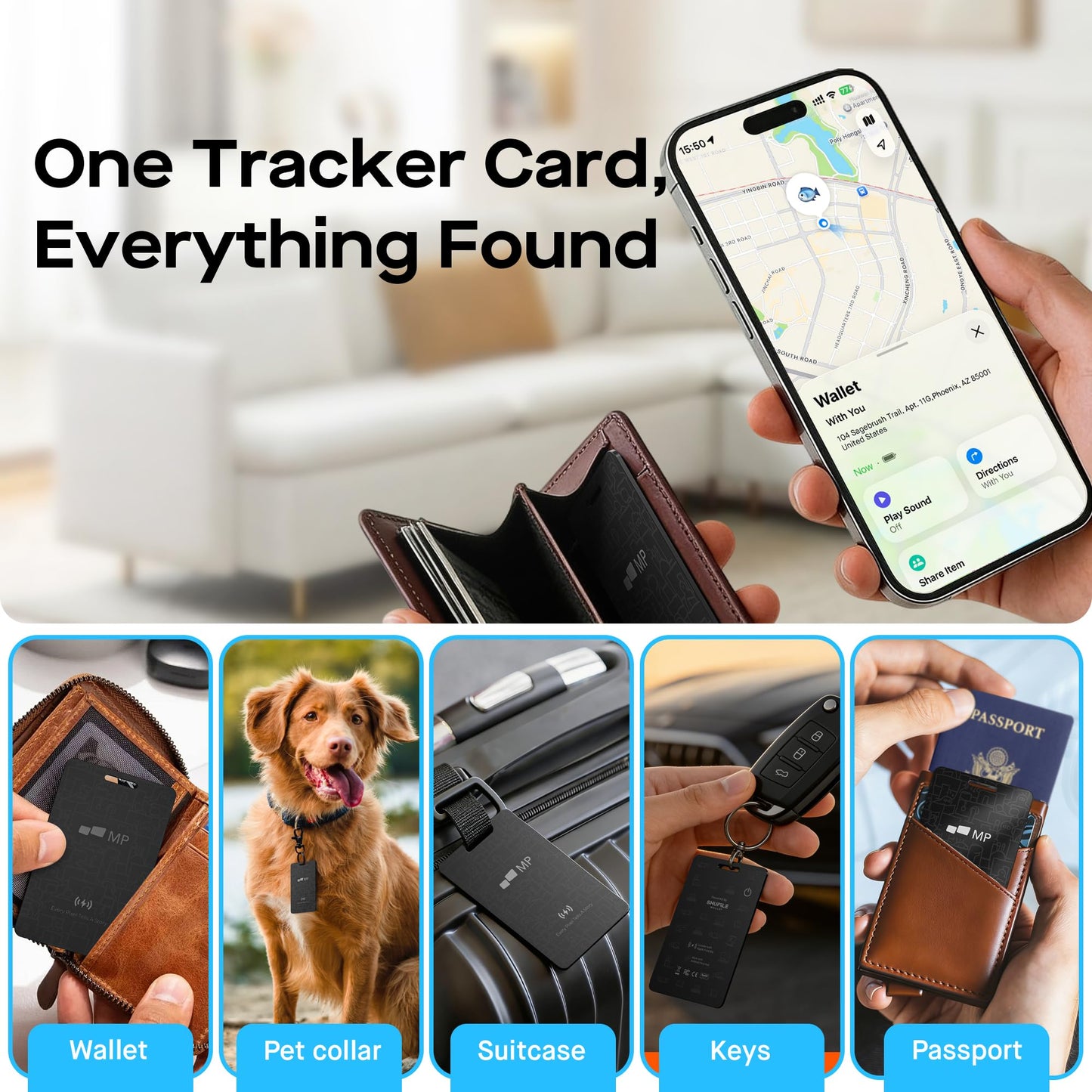 2026 Mobile Pixels Wallet Tracker Card, Works with (iOS and Android), Ultra Slim Rechargeable Bluetooth Tracker, Tracker Key Finder, Portable Item Locator for Wallet, Bags, Luggage (1- Pack)