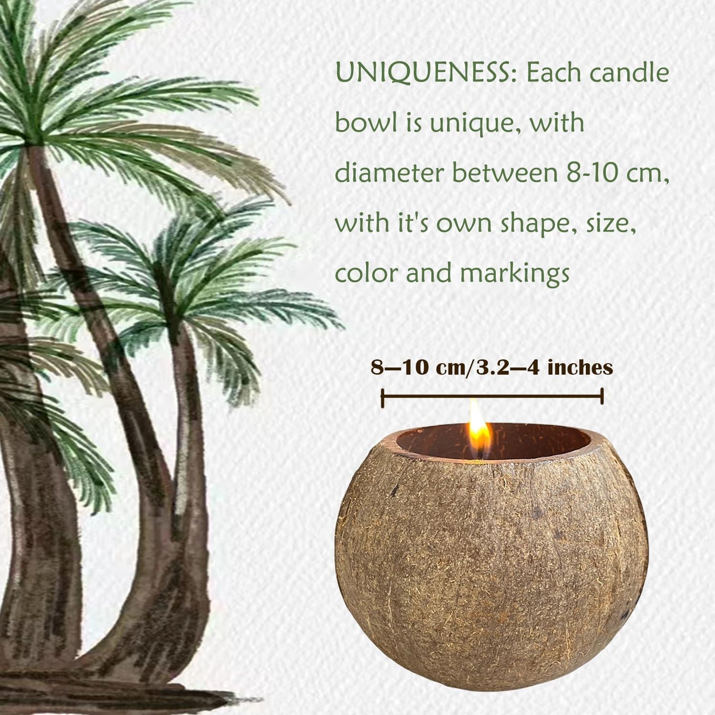 Phinicco 4 Pack Coconut Shell Candle Bowls - Wooden Candle Holders for DIY Candles & Home Decor