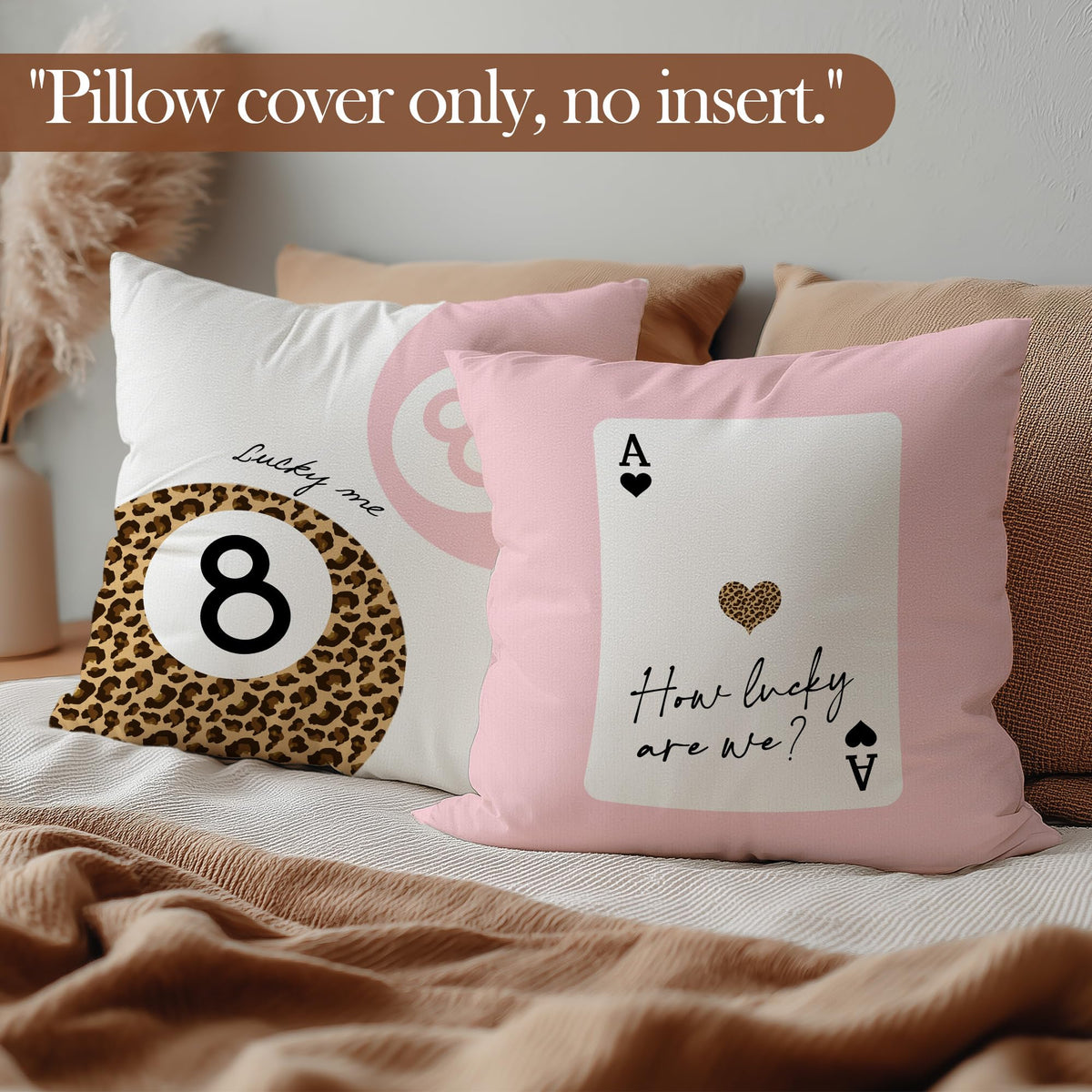 laveliabel Preppy Pink Cheetah Throw Pillow Covers 18x18 Set of 4, Girly Bedroom Decor, Cheetah Print Pillows, Trendy Leopard Lucky 8 Balls Pillowcases Cushion Case for Teen Girls Room Dorm Decor