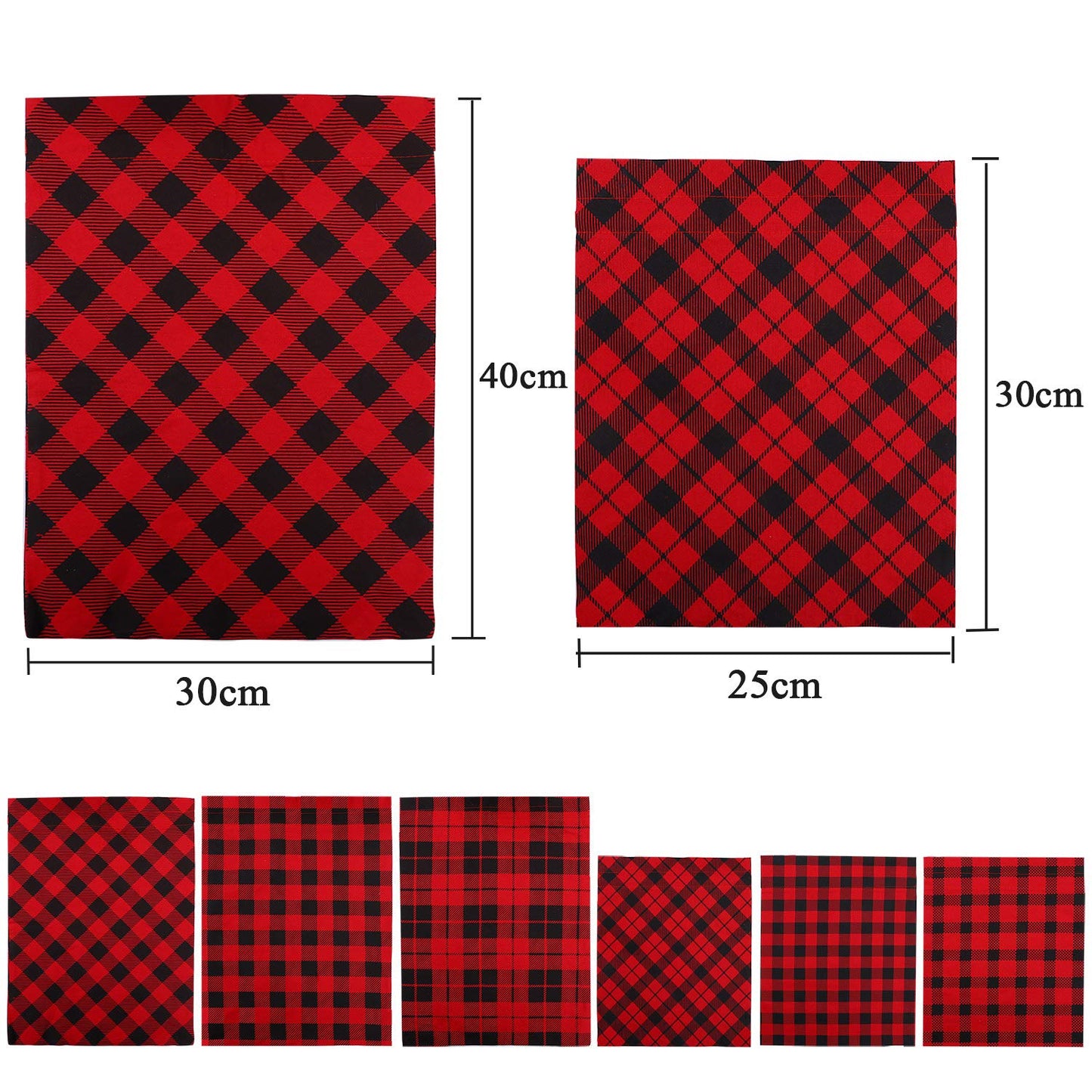 Aneco 6 Pack Buffalo Plaid Drawstring Christmas Gift Bags Christmas Sack for Gifts Cotton Cloth Red and Black Plaid Xmas Fabric Bags Assorted Sizes for Party Favor