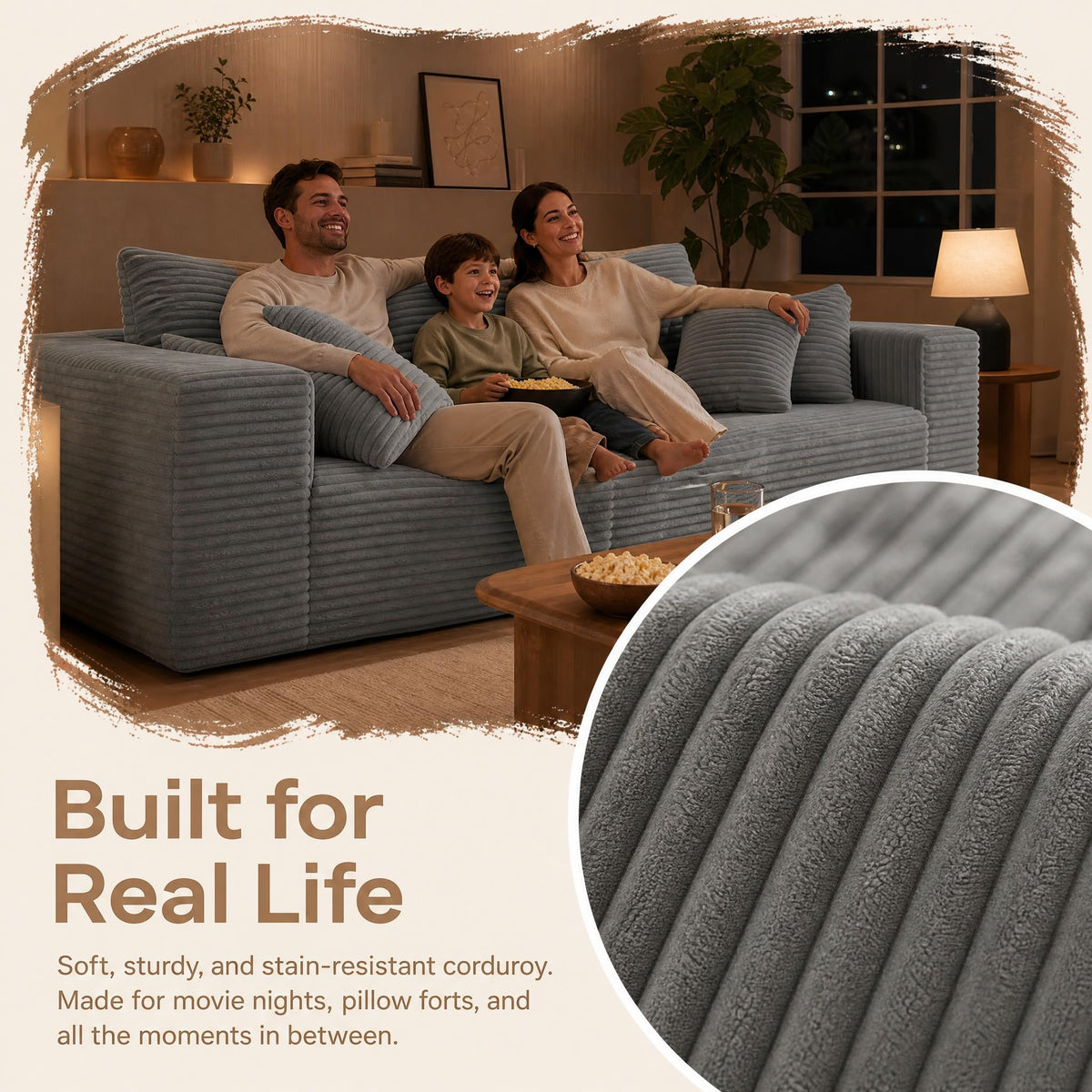 Trygoal 3-Pieces Sectional Boneless Couch Set for Living Room, Oversized Couch Including 3-Seater & 2-Seater & Single Chair, Deep Seat Sofa Set with Armrests & Pillows,No Assembly Required, Light Gray